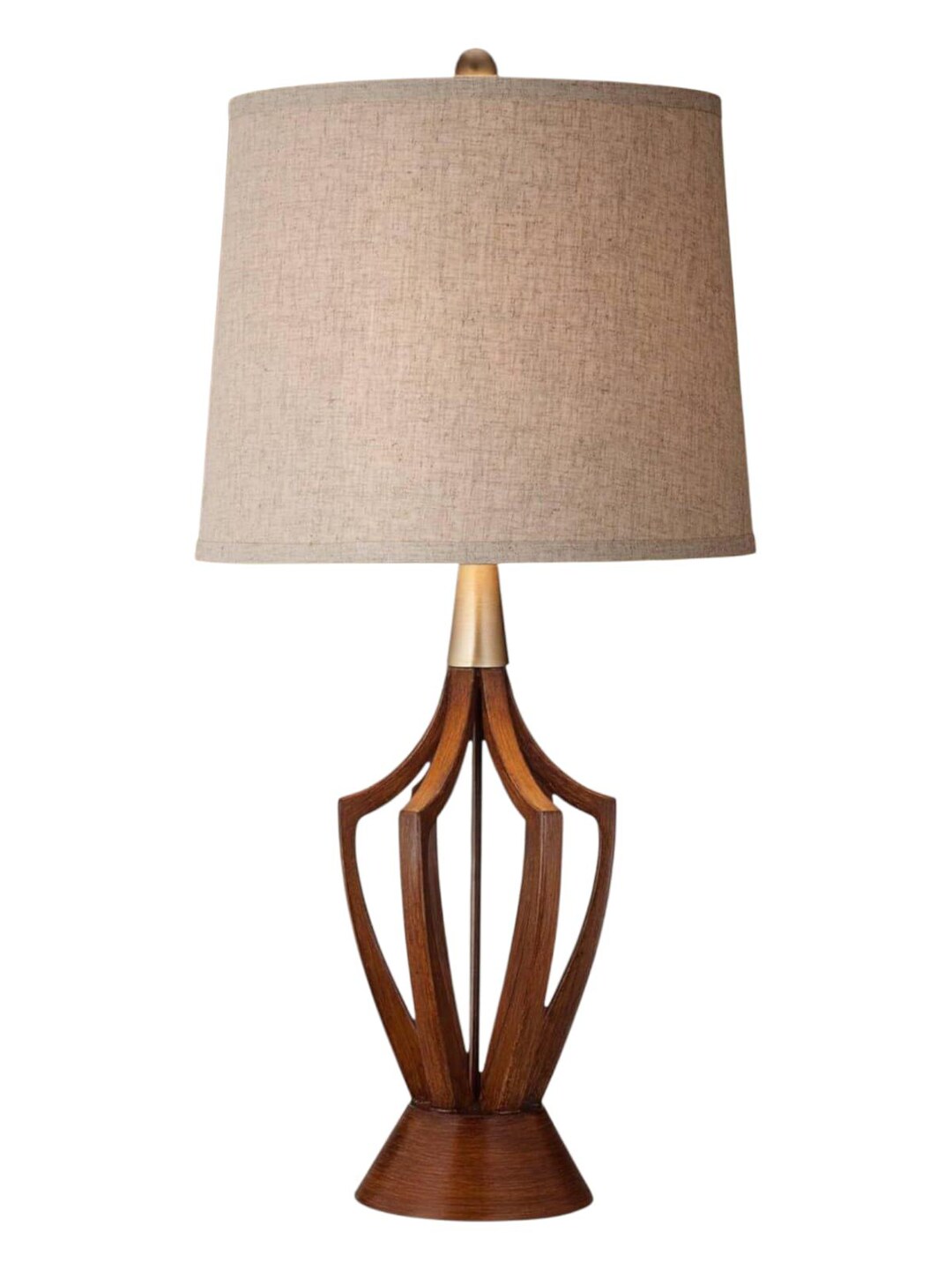 Open Base Lamp Mid Century Rose Wood Open Base Table Lamps With Fabric Shade Home ...