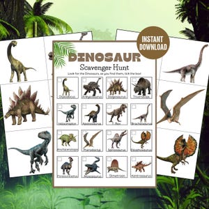 Dinosaur Scavenger Hunt: Printable Picture Clue Game (PDF & JPG