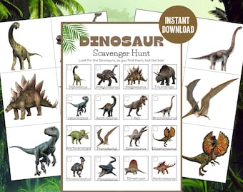Dinosaur Scavenger Hunt: Printable Picture Clue Game (PDF & JPG