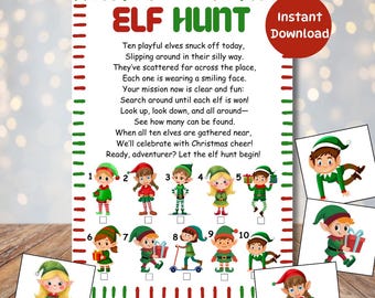 Christmas Elf Scavenger Hunt, Holiday Family Game (PDF + JPG)