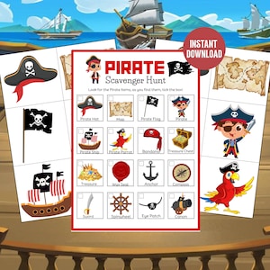 Piraten-Schnitzeljagd, Piraten-Schatzsuche, Piraten-Geburtstagsspiel, Piraten-Themaparty, Jungengeburtstag, Indoor-Aktivität, Druckbare Piratenspiele