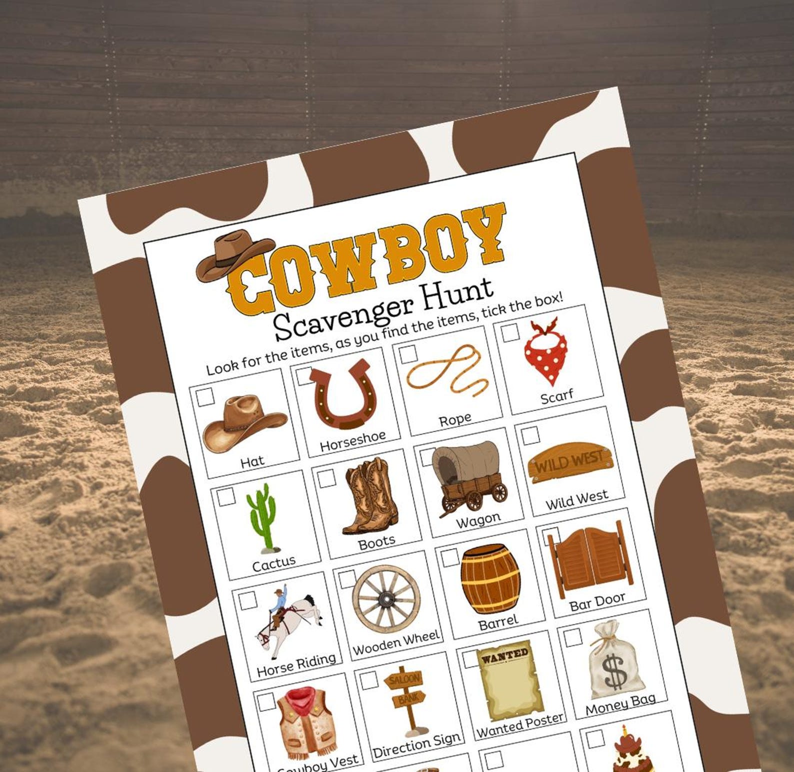 Cowboy Scavenger Hunt, Kids Birthday Party Game (PDF) - Etsy