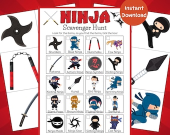 Ninja-speurtocht, spel voor kinderfeestjes (printbaar)