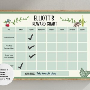 Woodland Kids Reward Chart | Editable Printable