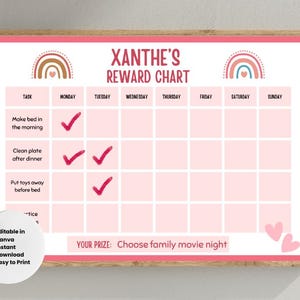 Rainbow Kids Reward Chart | Editable Printable