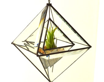 Nested Beveled Glass Pyramid Air Plant planter