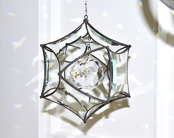 Large Beveled Glass Concave Orb with 50mm Crystal Ball