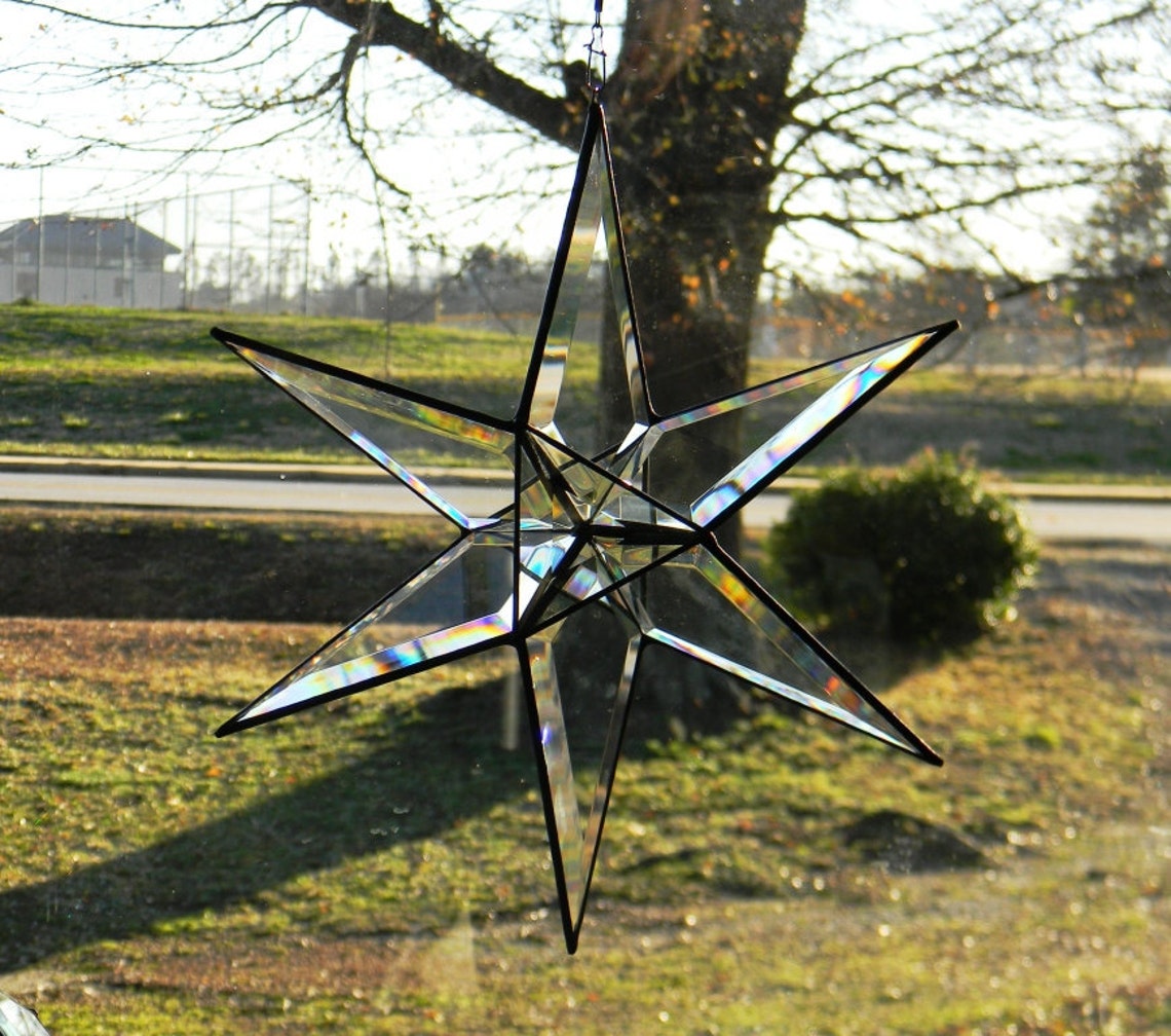 Large Beveled Glass Six Pointed Star Etsy