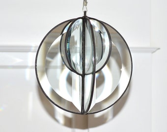 5 Inch Beveled Glass Round Orb with 3 Inch Inner Orb