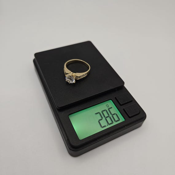 10K Yellow Gold Pavé CZ Solitaire Ring: Wedding S… - image 8