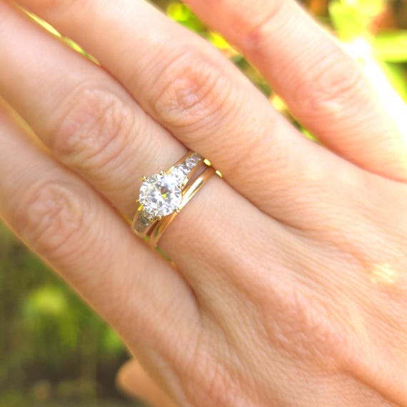 10K Yellow Gold Pavé CZ Solitaire Ring: Wedding S… - image 9