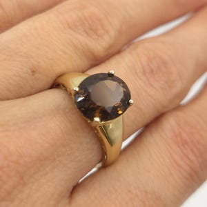 Elegant Smokey Quartz Brown Gemstone14K Yellow Gold Ring – 2.4g - Size 6.5
