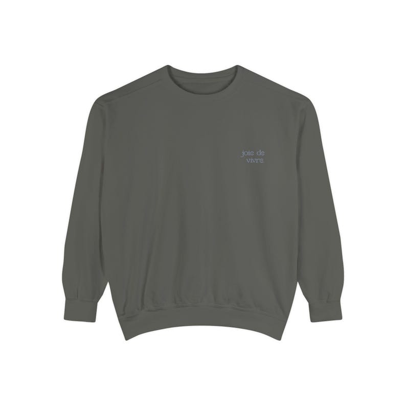 joie de vivre Sweatshirt | Oversized Comfort Colors 1566 Crewneck | Minimalist French Graphic Sweater | Cute Matching Couple Gift image 6