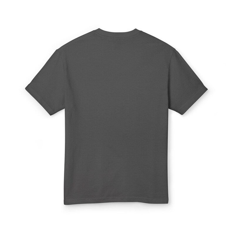May include: A dark gray, short-sleeved t-shirt. The shirt has a crew neck and a simple, classic design. The fabric appears to be a soft, comfortable material, suitable for casual wear. The shirt is displayed on a white background.
