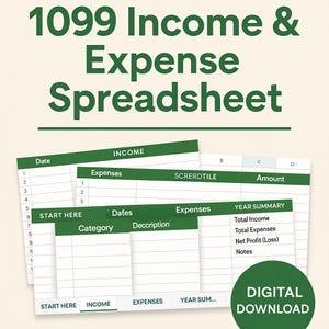 Money Moves 1099 Tax Kit | Track Income and Expenses | Self-Employed, Creatives, Gig Workers | Printable Tax Organizer PDF