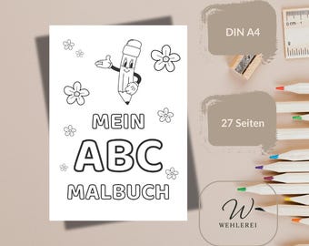 ABC Coloring Book for Children | Alphabet Coloring Pages A–Z | Learning Fun to Print | Letters & Motifs to Color | Daycare, Preschool, Elementary School