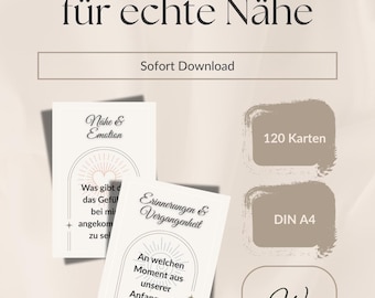 120 Gesprächskarten für Paare – Printable Date Night Karten – Fragen für Nähe & Achtsamkeit – PDF zum Ausdrucken