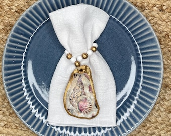 Conchas de ostra bañadas en oro - Servilleteros - Juego de 4