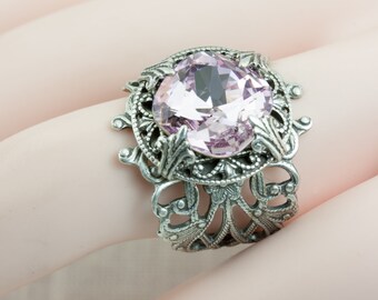 ALEXANDRITE Ring Silver band / June birthstone / Size 4 4.5 5 5.5 6 6.5 7 7.5 8 8.5 9 9.5 10 10.5 11 11.5 12 12.5 /  Lavender, light purple