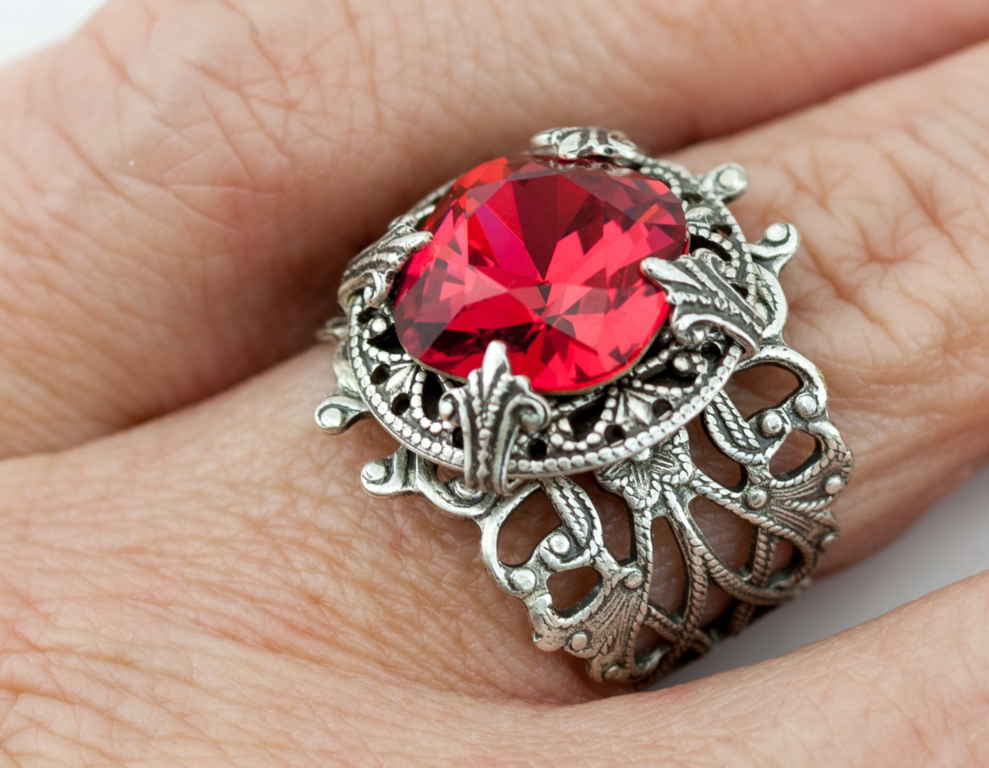 Ruby sterling silver ring size 8.5