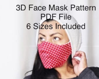 3D Face mask PDF Sewing Pattern. Digital Sewing Pattern