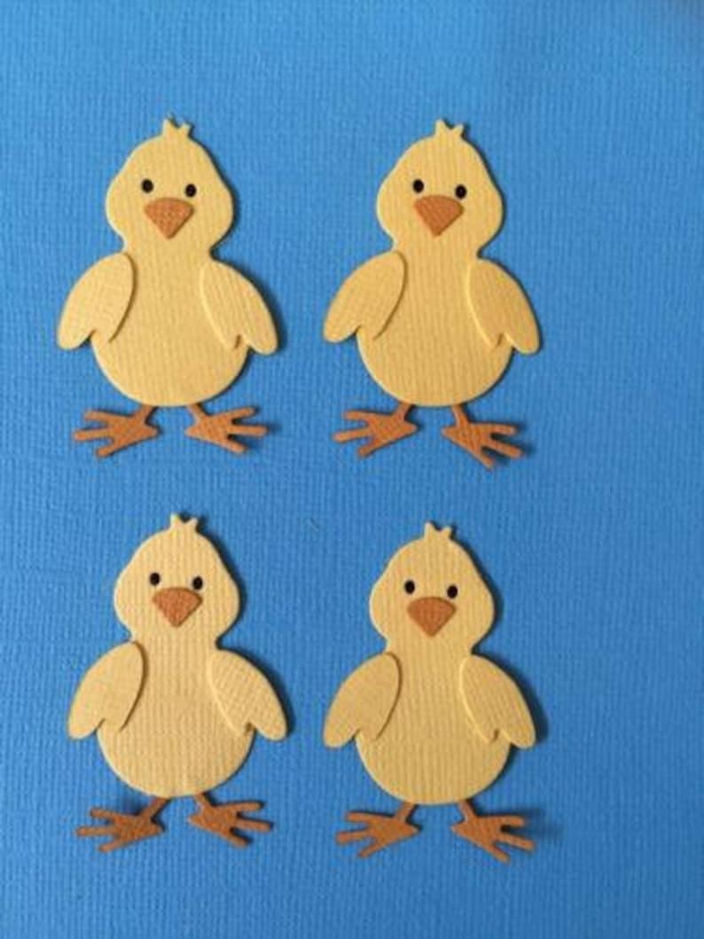 4 x BABY CHICK EMBELLISHMENTS DIE CUTS SCRAPBOOKING EASTER EGGS CHICKEN