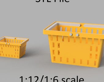 Miniature basket. STL file for 3D Printing, 1:12 Scale.