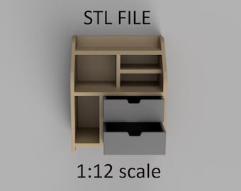 Miniaturowy stolik nocny. Plik STL/STEP do druku 3D, skala 1:12.