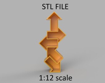 Miniature bookshelf, rack. STL/STEP file for 3D Printing, 1:12 Scale.