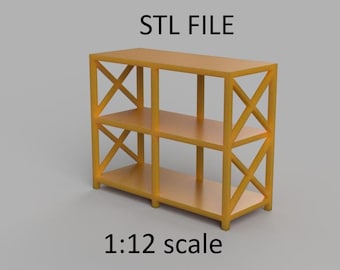 Miniature shelf, rack. STL/STEP file for 3D Printing, 1:12 Scale.