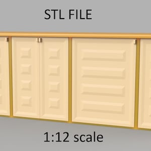 Miniature kitchen bottom drawer. STL/STEP file for 3D Printing, 1:12 Scale.