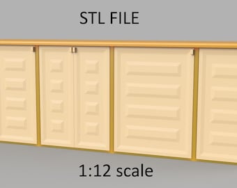 Miniatur Küche untere Schublade. STL/STEP-Datei für 3D-Druck im Maßstab 1:12.