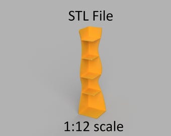 Miniature bookshelf, rack. STL/STEP file for 3D Printing, 1:12 Scale.
