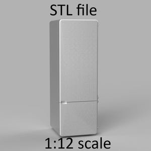 Miniature fridge. STL/STEP file for 3D Printing, 1:12 Scale.