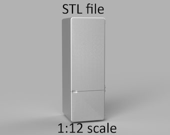 Miniature fridge. STL/STEP file for 3D Printing, 1:12 Scale.