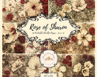 Rose of Saron Digital Junk Journal dubbele pagina's.