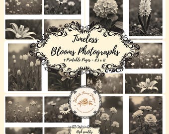 Tijdloze bloemenfoto's Digital Junk Journal Kit.