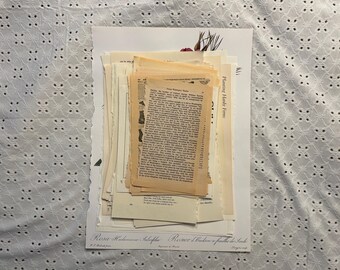 Vintage & Antique Book Pages Vintage Junk Journal Paper Ephemera Lot - 60+ Pieces