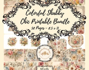Kleurrijke Shabby Chic-bundel voor junkjournal Kit.