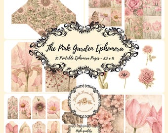 De Pink Garden Digital Junk Journal-uitbreidingskit.