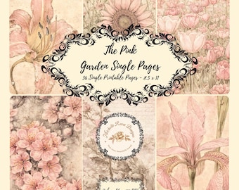 The Pink Garden Digital Junk Journal enkele pagina's.