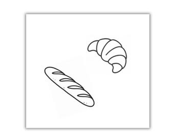 Tatuajes temporales: croissant pequeño, baguette