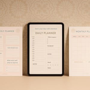 Elegant Pastel Digital Planner Bundle | Daily, Weekly, Monthly | Printable & Tablet Friendly PDF