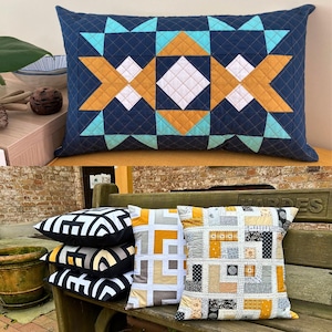 Pacote de Moldes para Almofadas | Cosmic Cactus 2.0 + Urban Crossways | Download Digital em PDF | Tamanhos A4 e Carta (EUA)