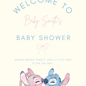 Stitch & Angel Baby Shower Welcome Sign
