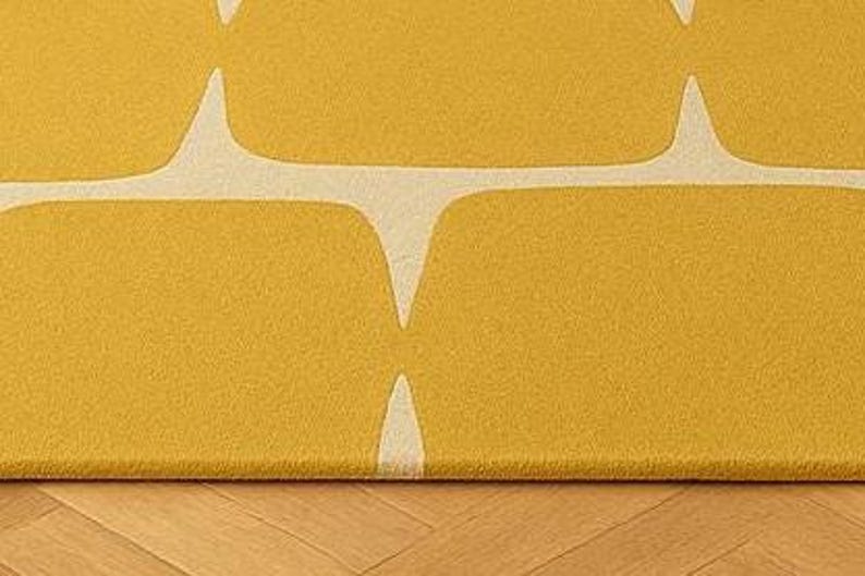Modern Mustard Yellow Hand Tufted Rug | Mid Century Geometric Area ...