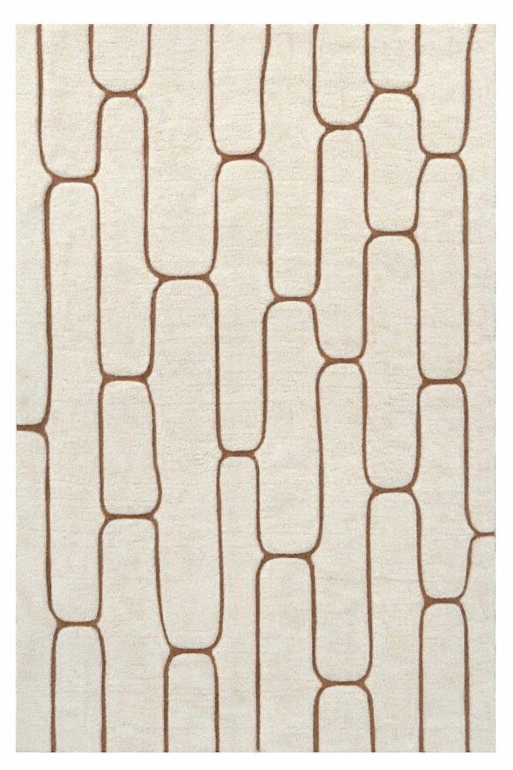 Neutral Geo Rug Hand Tufted Cream & Brown Geo Area Rug | Modern Mid-century Loop Pile ...