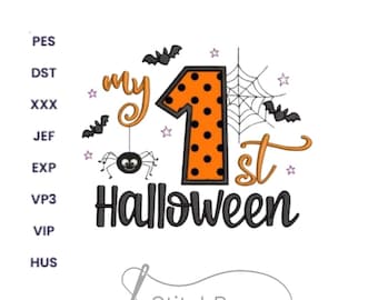 My First Halloween Embroidery Design | Baby Machine Embroidery File |  Spooky Digital Pattern | Instant Download
