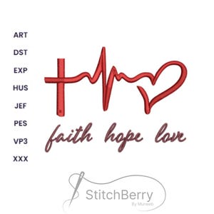 Faith Hope Love Embroidery Design: Christian Bible Verse (Digital Download