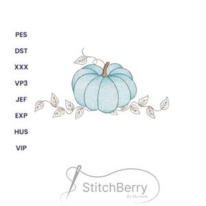 Pumpkin Machine Embroidery Pattern, Fall Harvest Digital File, Halloween Stitch Design, Instant Download Embroidery Artwork